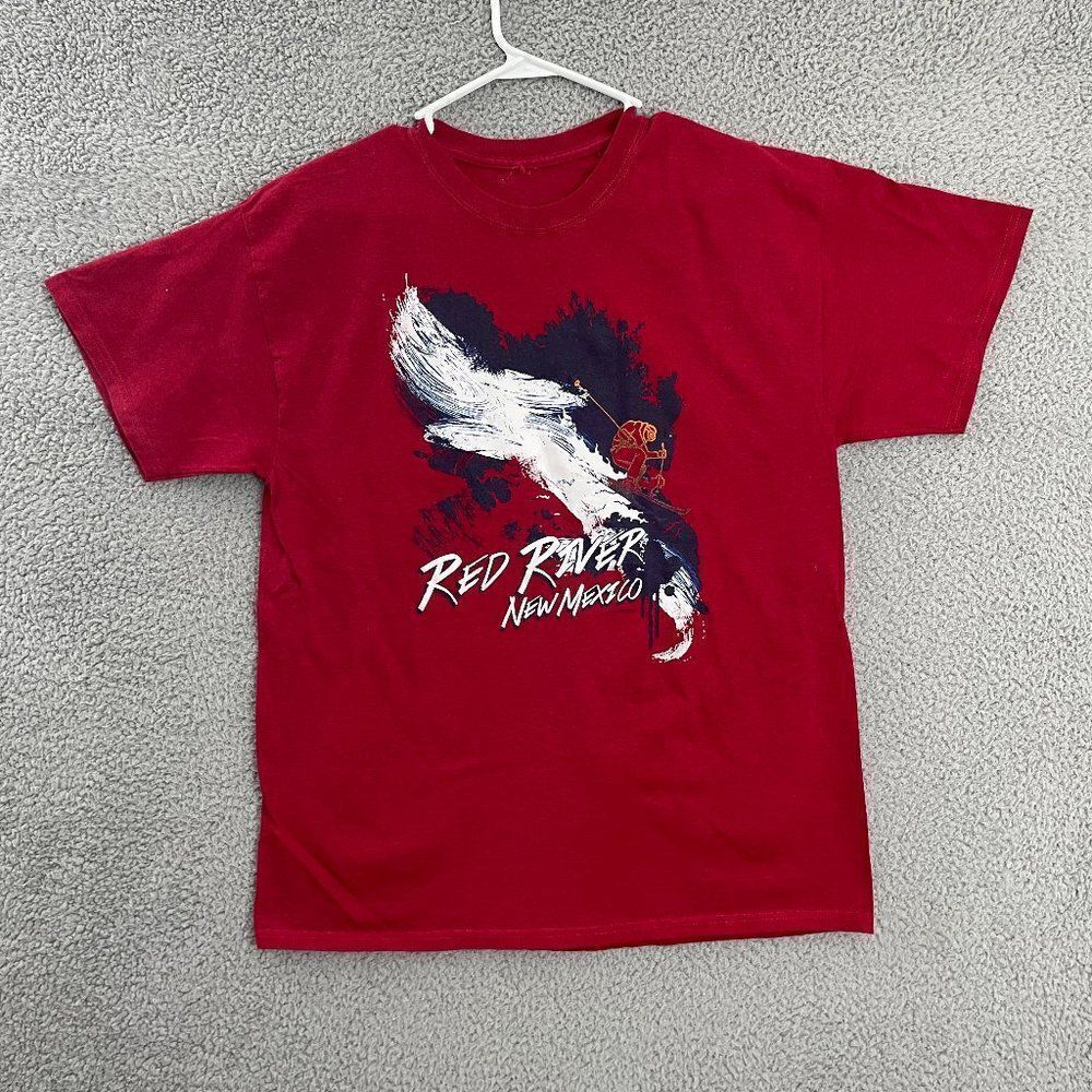 Red River New Mexico Men L Red Skiing Vacation Souvenir Short Sleeve Tee‎